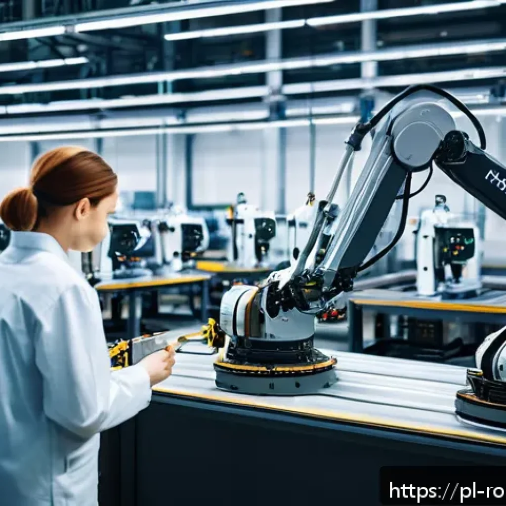 로봇 윤리 규범의 경제적 영향 - A modern Polish manufacturing factory interior showcasing advanced robotics and automation in action...