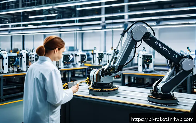 로봇 윤리 규범의 경제적 영향 - A modern Polish manufacturing factory interior showcasing advanced robotics and automation in action...